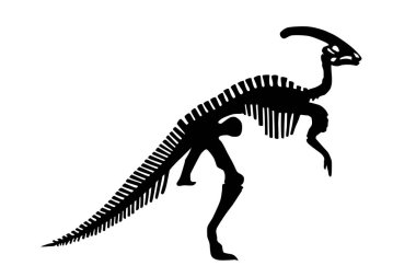 Vektör Dinozor Parasaurolophus İskelet Siluet Resimleri İzole Edildi