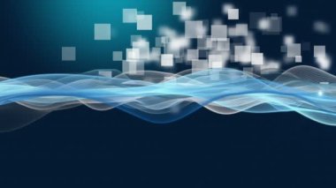 Parçacık dalgası nesne hareket ve ışık, 4096 x 2304 döngü 4 k yanıp sönen ile fütüristik video animasyon