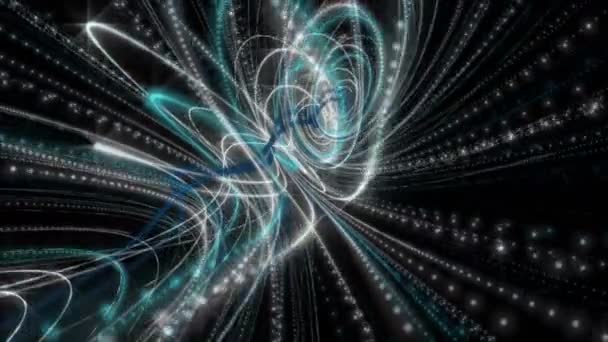 Parçacık Şerit nesne ve yavaş hareket, 4096 x 2304 döngü 4k ışık ışıltı ile fütüristik animasyon — Stok video
