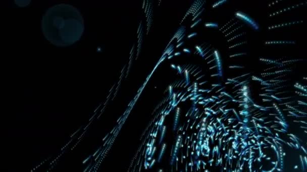 Animation futuriste avec objet à bande particulaire et lumière au ralenti, boucle 4096x2304 4K 