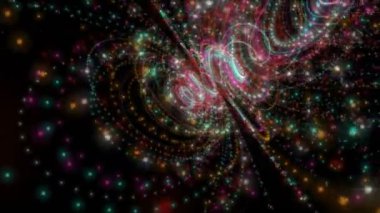 Parçacık Şerit nesne ve ışıkları yavaş hareket, 4096 x 2304 döngü 4k ile fütüristik video animasyon