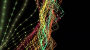 Parçacık şeritli nesne ile fantastik video animasyonu yavaş çekimde, 4096x2304 döngü 4K