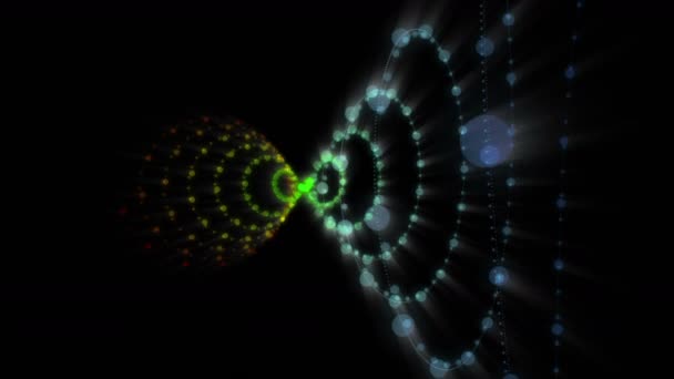 Animazione video futuristica con oggetto striscia di particelle e luccichio luminoso al rallentatore, 4096x2304 loop 4K — Video Stock
