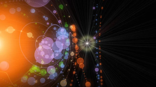 Футуристическая иллюстрация на фоне частиц с освещением — стоковое фото