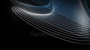 Parçacık çizgili nesne ve yavaş çekimde ışık ile gelecek video animasyonu, 4096x2304 döngü 4K