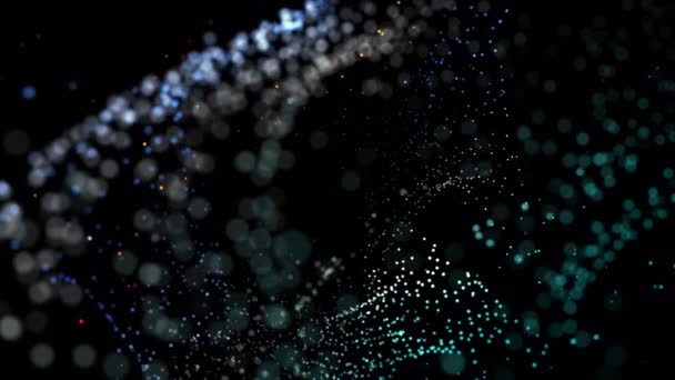 Futuristische videoanimatie met gloeiende deeltjes object in slow motion, 4096 x 2304 lus 4k — Stockvideo