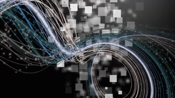 Şerit nesne ve parçacıklar yavaş hareket, 4096 x 2304 döngü 4k ile fantastik animasyon — Stok video