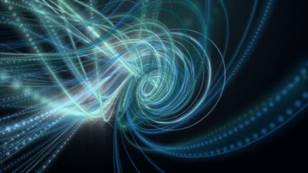 Animation futuriste avec objet rayé de particules brillantes au ralenti, boucle 4096x2304 4K 