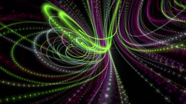 Animation futuriste avec objet rayé de particules brillantes au ralenti, boucle 4096x2304 4K 