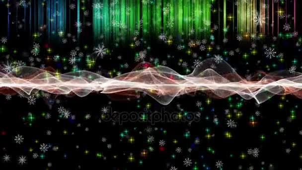 精彩的圣诞动画与移动波和雪花加星, 4096x2304 环路4k — 图库视频影像