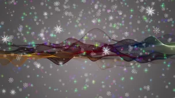 Csodálatos karácsonyi animáció mozgó hullámokat és hópelyhek plusz csillagok, 4k 4096 x betű 2304 hurok — Stock videók