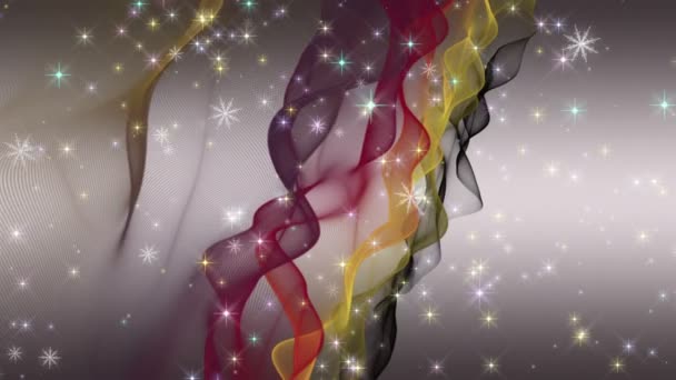 Dalgalar ve kar taneleri artı yıldız, hareketli harika Noel animasyon 4096 x 2304 döngü 4k — Stok video