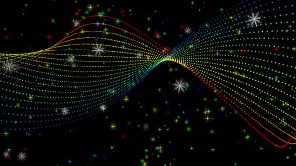 Magnifique animation de Noël avec objet particule et flocons de neige plus étoiles, boucle 4096x2304 4K 