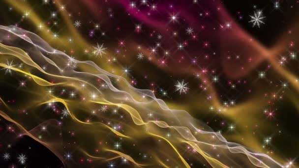 Animação de Natal maravilhosa com ondas em movimento e flocos de neve mais estrelas, 4096x2304 loop 4K — Vídeo de Stock