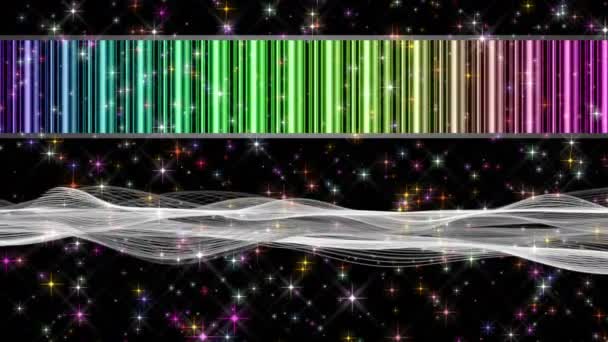 Мультфильм с волнами и звездами в замедленной съемке, 4096х2304 точек 4К — стоковое видео