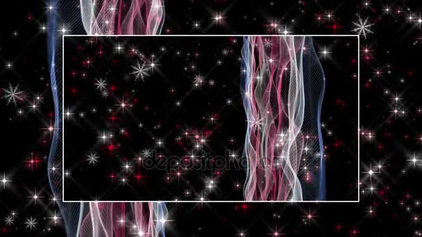 Meravigliosa animazione natalizia con onde in movimento e fiocchi di neve più stelle, 4096x2304 loop 4K — Video Stock