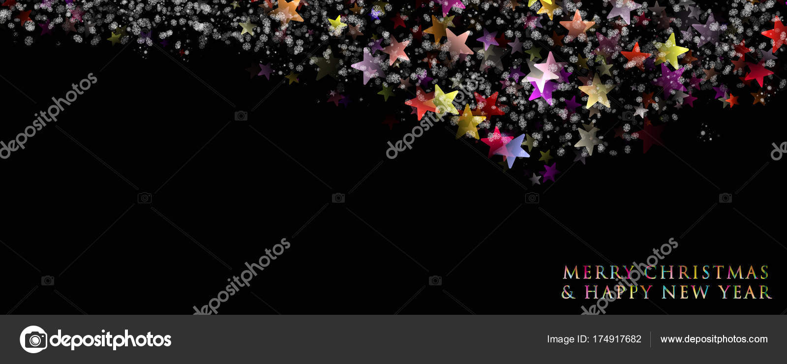 星と雪と素晴らしいクリスマス パノラマ背景デザイン イラスト