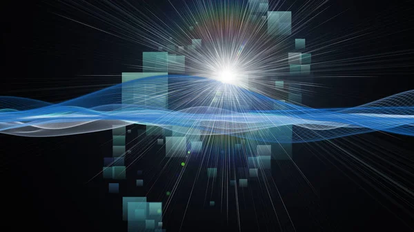 Футуристическая технология волновой дизайн фона со светом и квадратами — стоковое фото