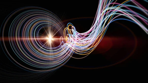 Футуристическая иллюстрация на фоне частиц с освещением — стоковое фото