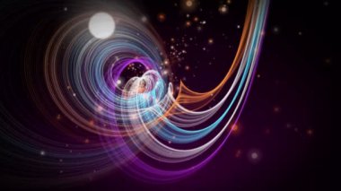 Dalga nesnesi ve ışıldayan parçacıklarla gelecek video animasyonu, 4096x2304 döngü 4k