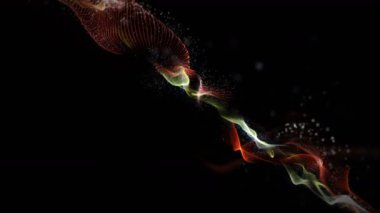 Dalga ve parçacıklar ile fütüristik video animasyon yavaş hareket, 4096x2304 döngü 4k