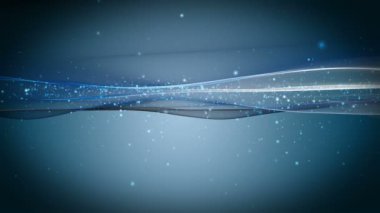 Dalga nesnesi ve ışıldayan parçacıklarla muhteşem video animasyonu, 4096x2304 döngü 4k