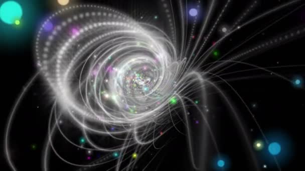 Animație Video Futuristă Obiect Bandă Particule Strălucitoare Mișcare Lentă Buclă — Videoclip de stoc