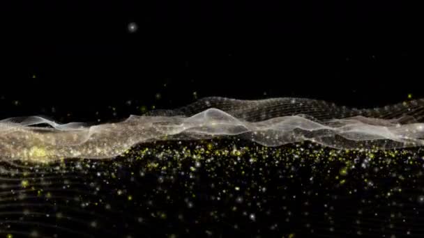 Futuristische Video Animatie Met Wave Object Glitter Deeltjes Slow Motion — Stockvideo