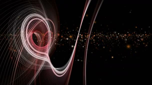 스트라이프 오브젝트와 천천히 움직이는 반짝이는 입자와 미래의 비디오 애니메이션 4096X2304 — 비디오