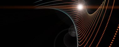 Işıklı gelecekçi parçacık panorama arkaplan tasarımı çizimi