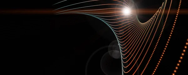 Futurystyczna Panorama Cząstek Tło Projekt Ilustracja Światłami — Zdjęcie stockowe