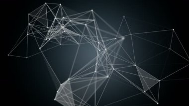 Yavaş çekimde parıldayan üçgenlerle gelecekteki pleksus video animasyonu, 4096x2304 döngüsü 4K