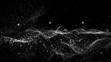 Dalga nesnesi ile sihirli video animasyonu ve yavaş çekimde ışıldayan parçacıklar, 4096x2304 döngü 4K