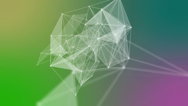 Animation vidéo futuriste en plexus avec triangles lumineux au ralenti sur fond changeant de couleur, boucle 4096x2304 4K 