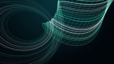 Parçacık çizgili nesne ile gelecek video animasyonu yavaş çekimde, 4096x2304 döngü 4K