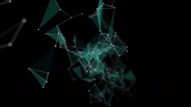 Yavaş çekimde parıldayan üçgenlerle gelecekteki pleksus video animasyonu, 4096x2304 döngüsü 4K