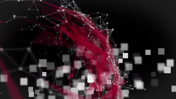 Starke Plexus Videoanimation Mit Leuchtenden Dreiecken Auf Quadratischen Hintergrundobjekten Zeitlupe — Stockvideo