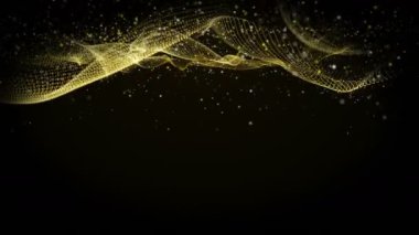 Dalga nesnesi ve ışıldayan parçacıklarla gelecek video animasyonu, 4096x2304 döngü 4k