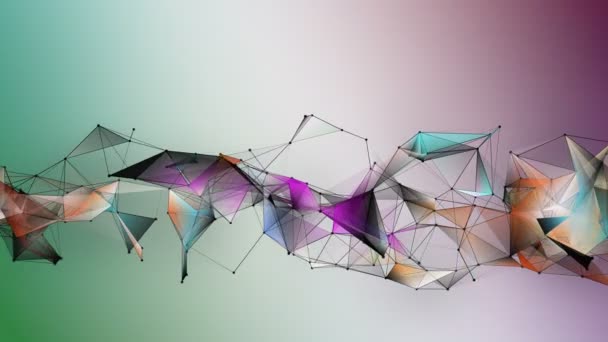 Fantastique animation vidéo plexus avec des triangles modernes sur fond changeant de couleur au ralenti, boucle 4096x2304 4K 