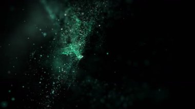 Yavaş çekimde ışıldayan parçacıkların olduğu fütürist soyut video animasyonu, 4096x2304 döngü 4K