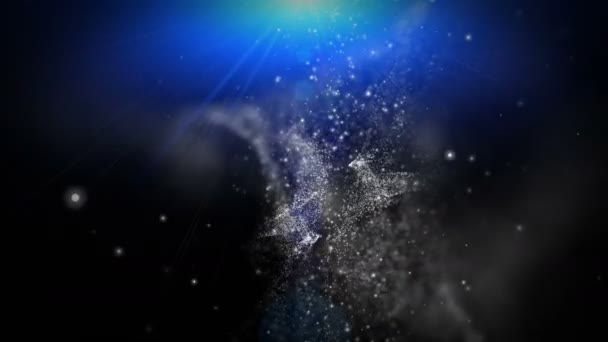 輝く粒子とスローモーションで光を持つ未来的な抽象ビデオアニメーション 4096X2304のループ4K — ストック動画