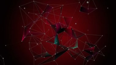 Yavaş çekimde parıldayan üçgenlerle gelecekteki pleksus video animasyonu, 4096x2304 döngüsü 4K