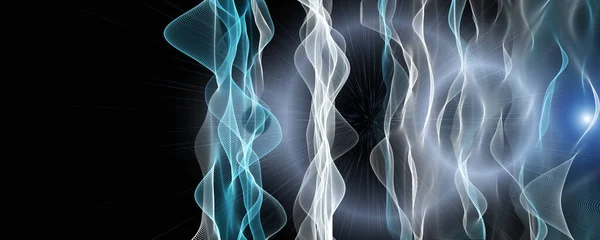 Futuristisches Wellenpanorama Hintergrunddesign Mit Lichtern — Stockfoto