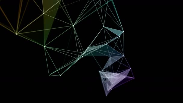 Futuristische Plexus Videoanimation Mit Farblich Wechselnden Leuchtenden Dreiecken Zeitlupe 4096X2304 — Stockvideo