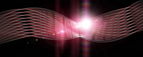 光と未来的な粒子ストライプパノラマの背景デザインイラスト — ストック写真