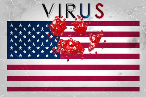 Прапор Сша Кризі Virus Кров Грандж Фоновому Малюнку — стокове фото