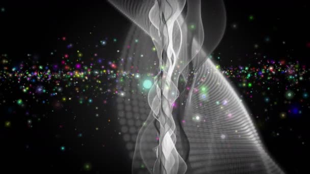 물체와 천천히 움직이는 입자와 미래의 비디오 애니메이션 4096X2304 — 비디오