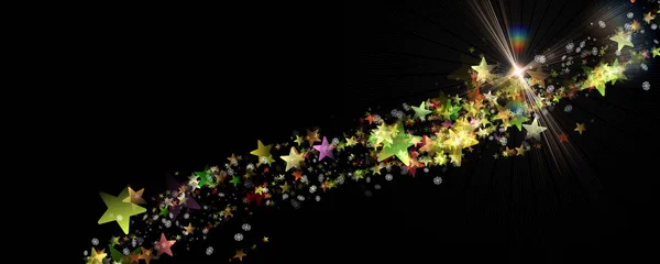 Ilustração Maravilhosa Projeto Panorama Natal Com Flocos Neve Estrelas — Fotografia de Stock