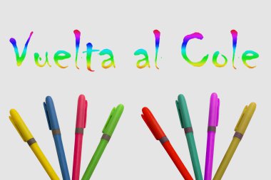 Beyaz arkaplanda eğlenceli bir tasarıma sahip renkli işaretler