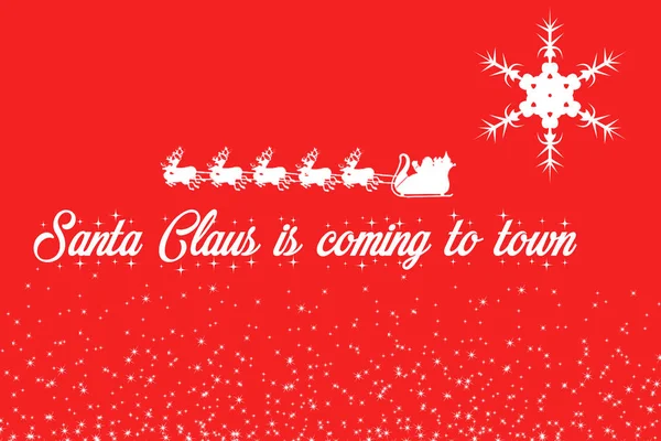Santa Claus Coming Town White Letters Red Background Decorated Santa — Stock Photo, Image